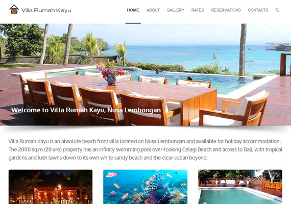 Villa Rumah Kayu - website designed for a client with a luxury villa for rent on Nusa Lembongan